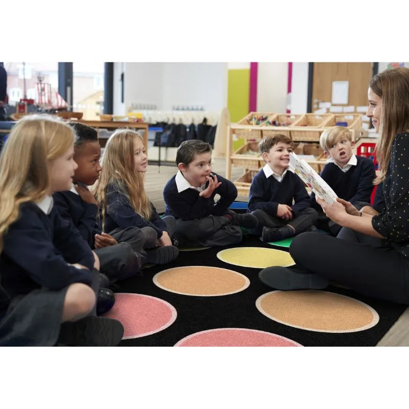 Rainbow Dots Classroom Seating Rug