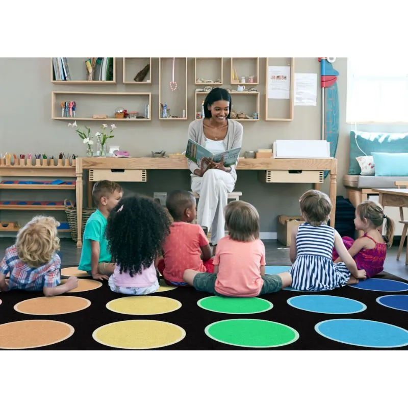 Rainbow Dots Classroom Seating Rug