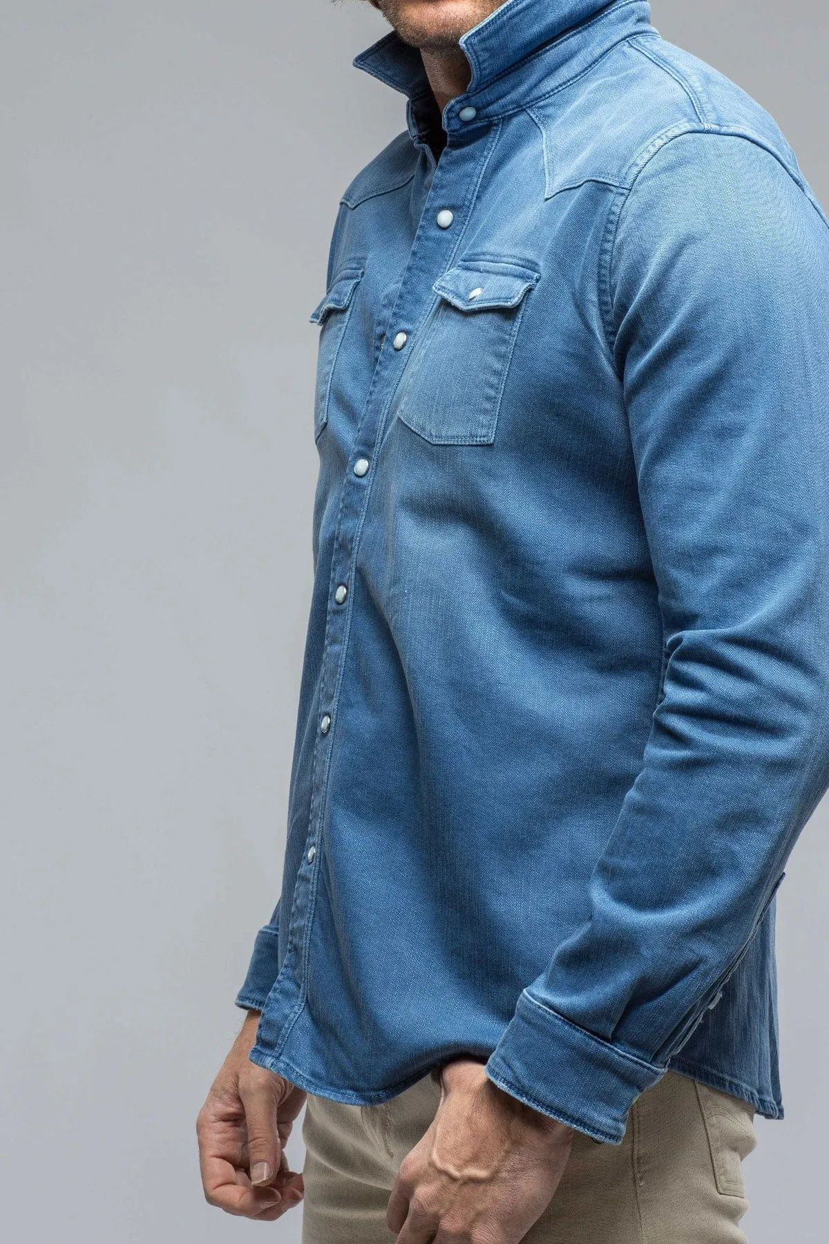 Ranger Colored Denim Snap Shirt In Olympic Blue