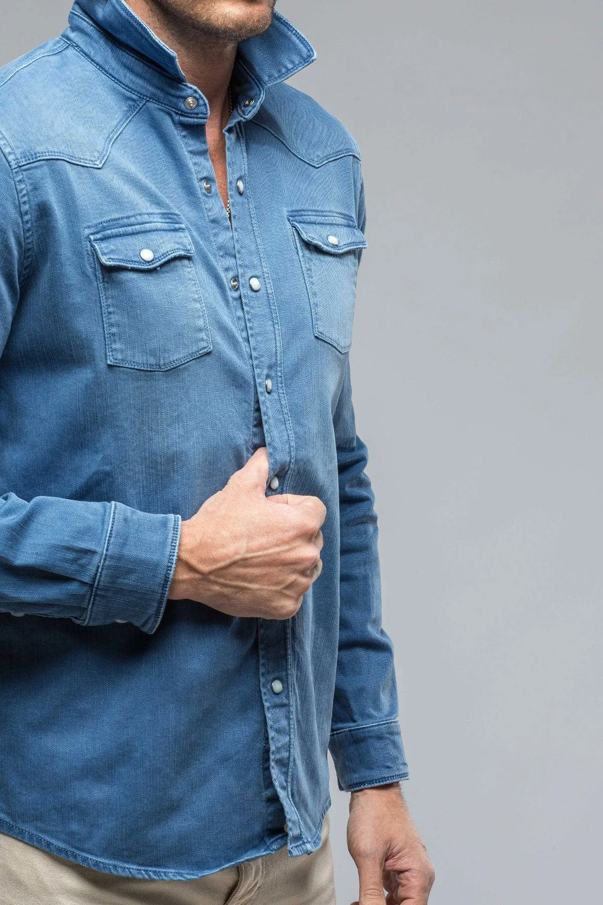 Ranger Colored Denim Snap Shirt In Olympic Blue