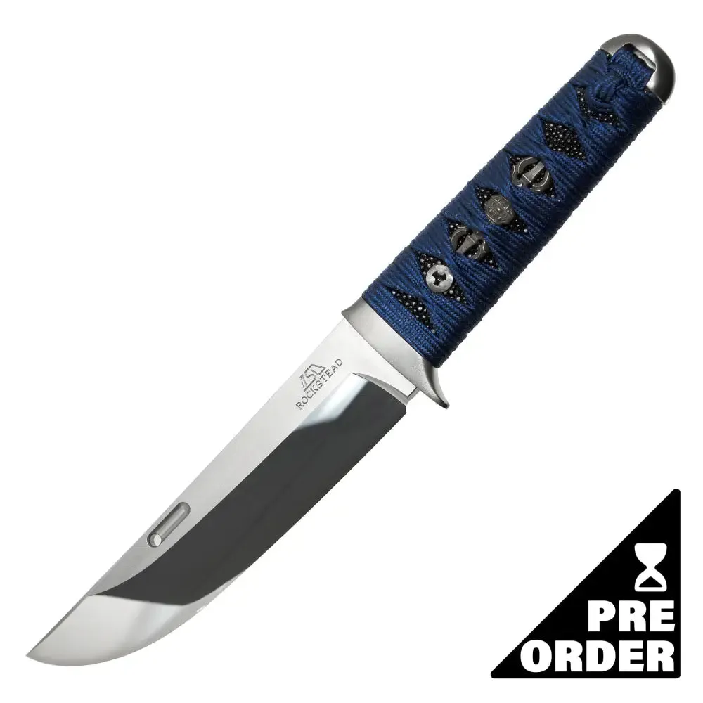 Rockstead UN-ZDP Fixed Blade (Blue Tetsukon Silk Wrapped Handle)