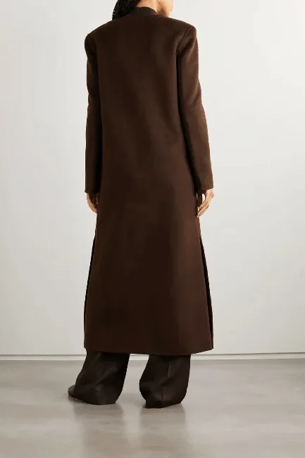 Rosario Dark Brown Womens Long Wool Coat - Overcoat for Women