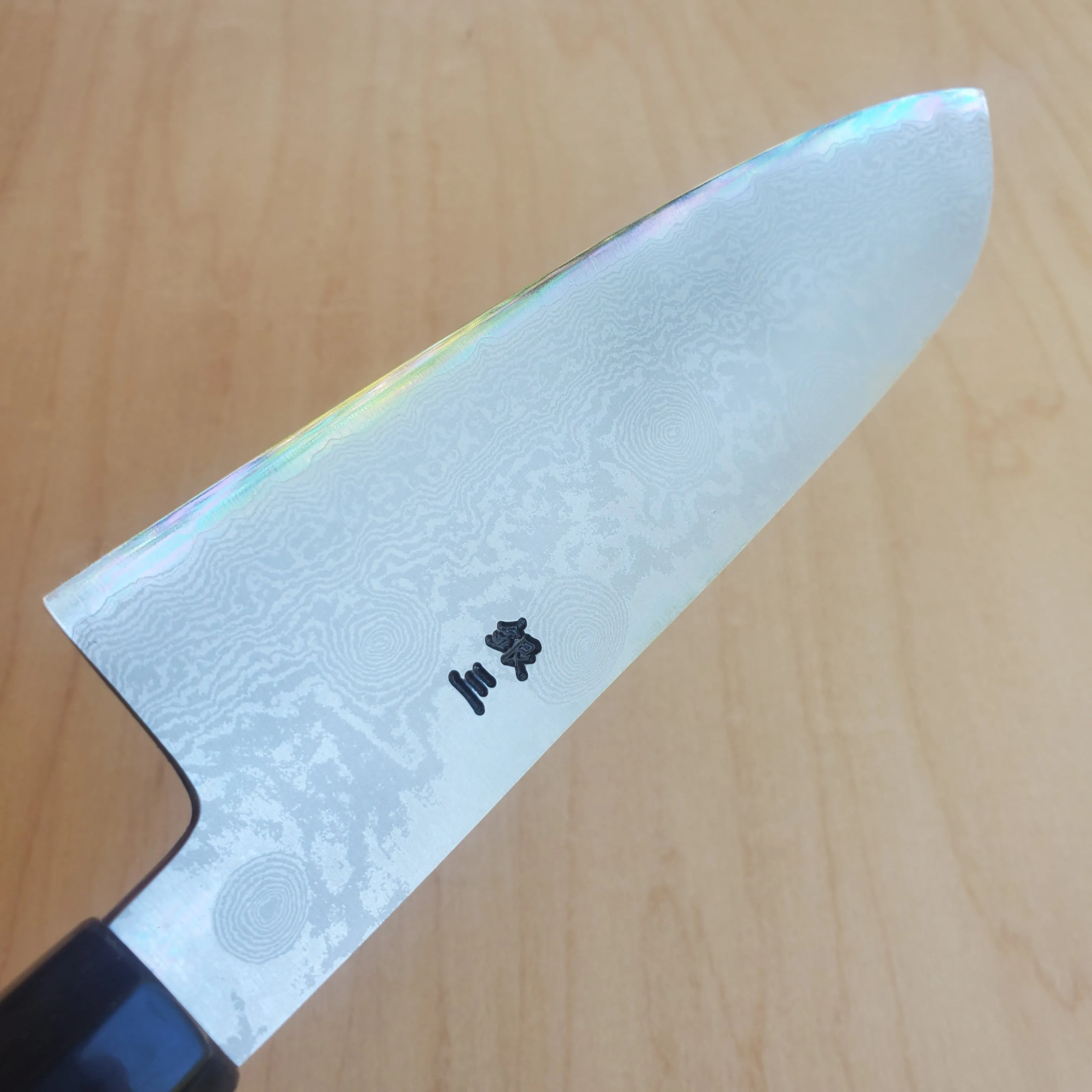 Sakai Kikumori Raindrop Damascus 170mm Santoku Ginsan