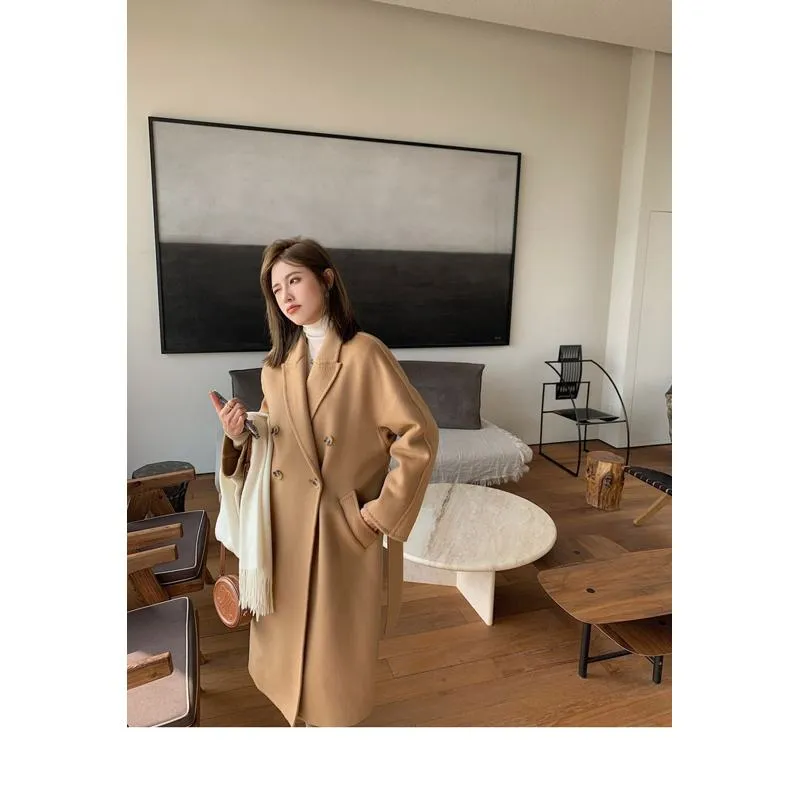 Slimming Belted Knee-Length Loose Fit Versatile Overcoat