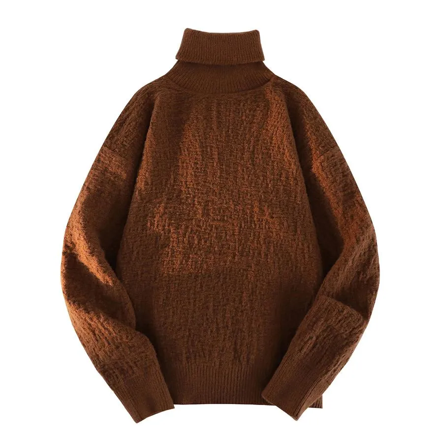 Solid Minimalist High-Neck Sweater