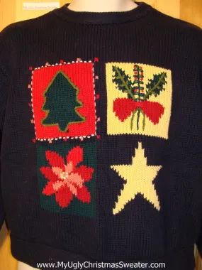 Tacky Ugly Christmas Sweater with Minimalize Simple Decorations (f285)