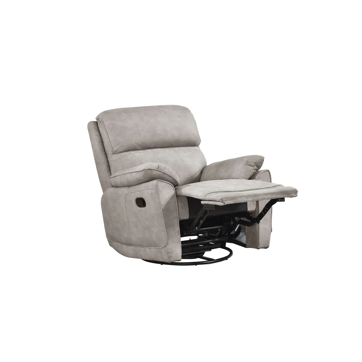 Taupe Microfiber Glider Recliner with Pillow Armrests