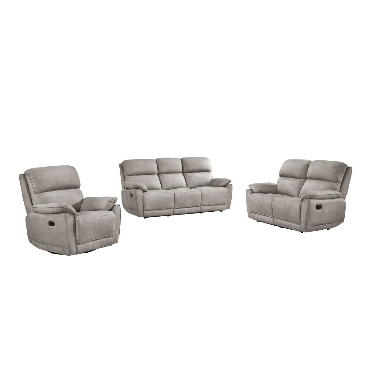 Taupe Microfiber Glider Recliner with Pillow Armrests