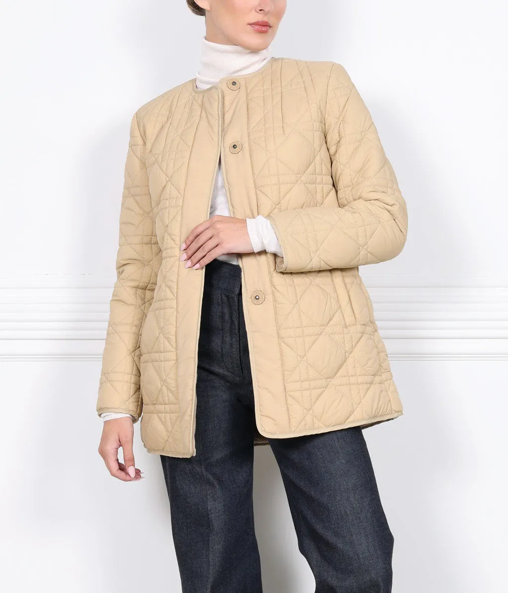 The Amy Quilted Sheared Fur Reversible Jacket with Belt