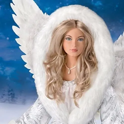 The Ashton - Drake Galleries Illuminated Silent Night Christmas Angel Decor Poseable Musical Porcelain Doll with Faux Fur Coat Lined with More Than 40 LED Lights Plays the Silent Night Melody 24"-inches