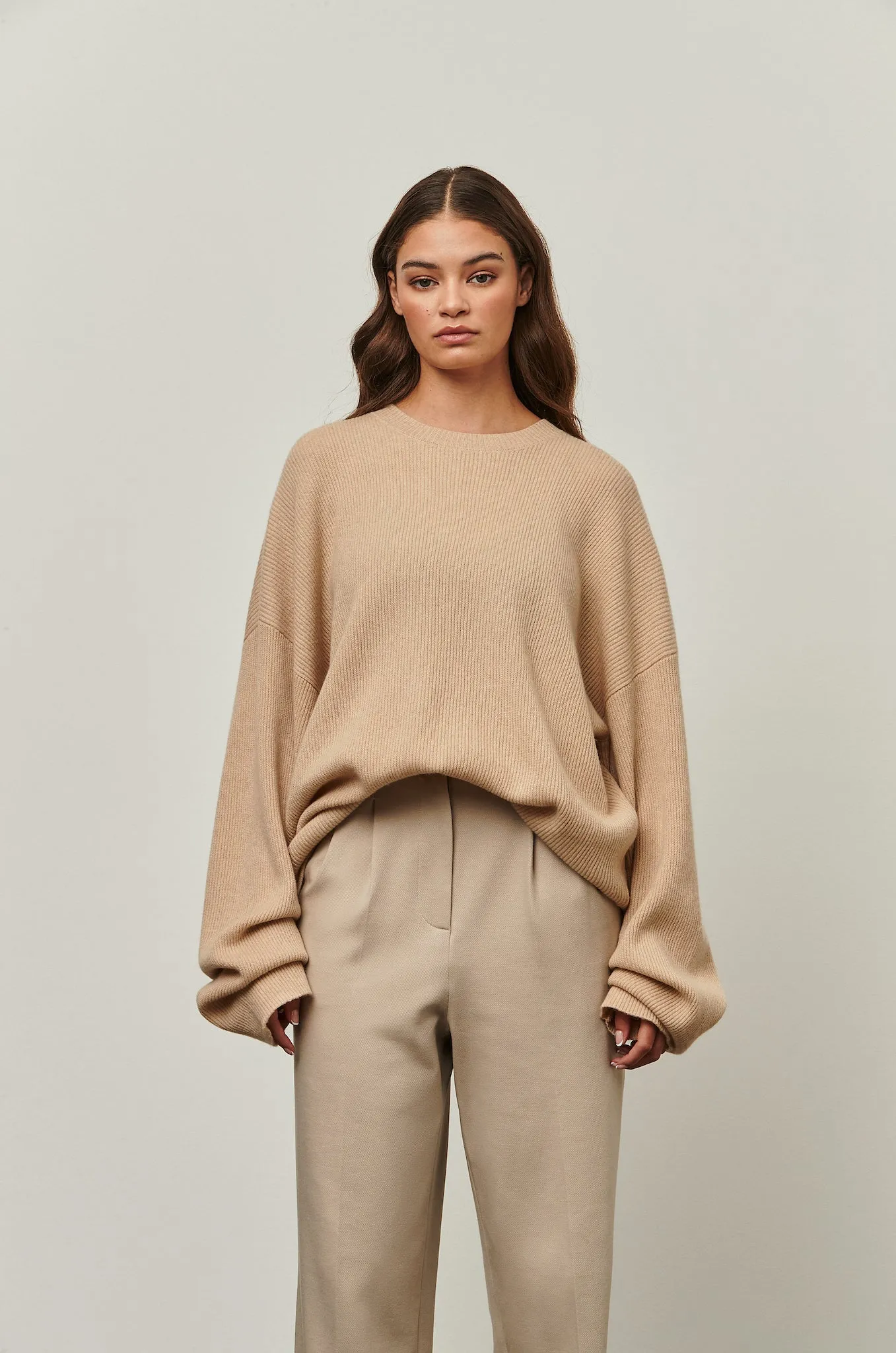 The Hunter - Oatmeal Oversized Cashmere Blend Sweater