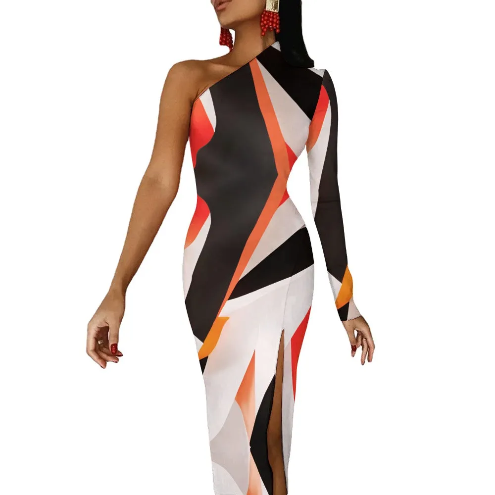 Tokyo Collection: Light Printed Half Sleeve Slit Dress