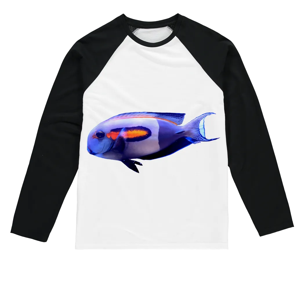 White Fish Sublimation Baseball Long Sleeve T-Shirt