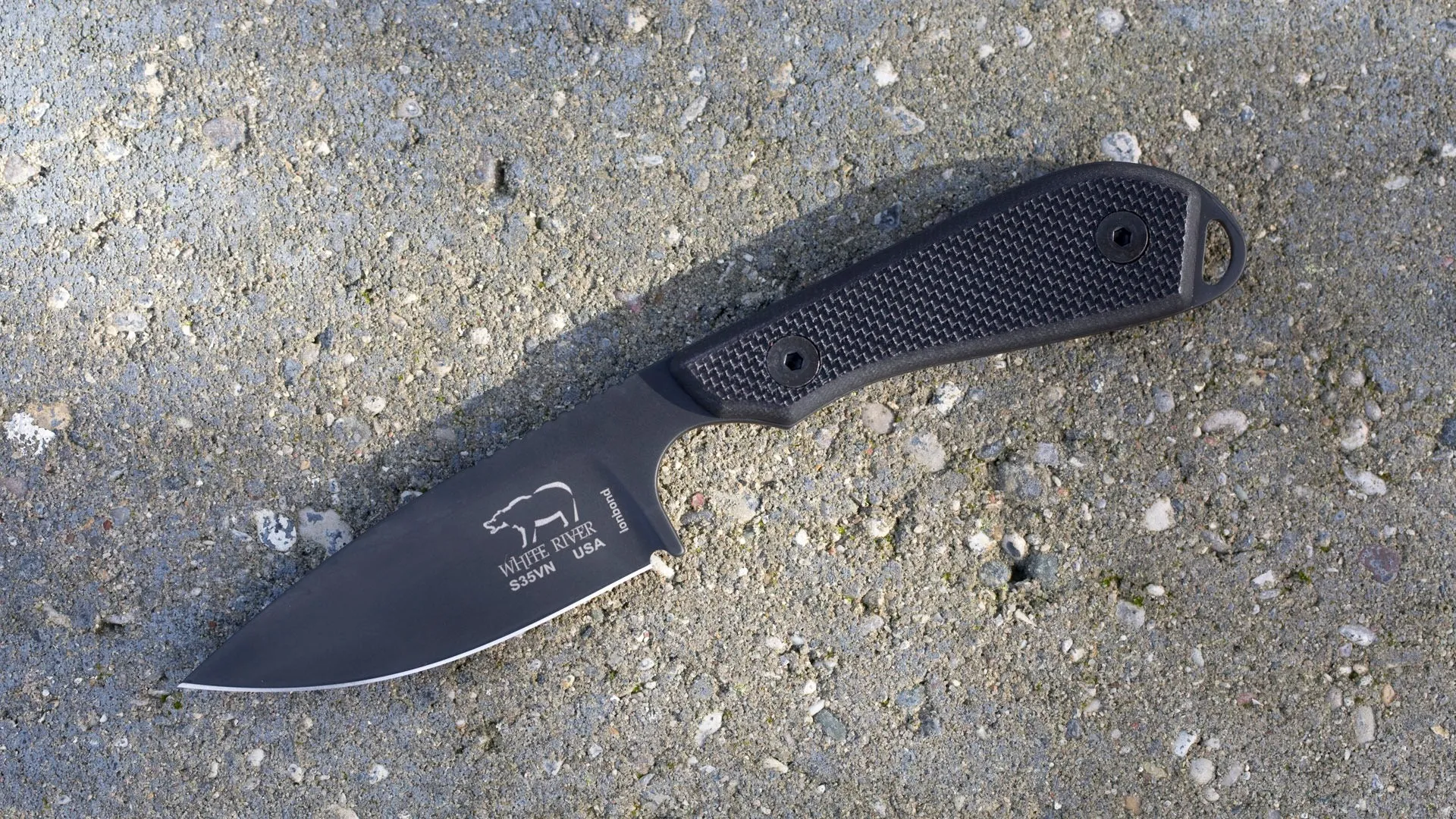 White River Knife & Tool M1 Pro Fixed Blade Knife 3in PVD Coated S35VN Steel Black Textured G10 Handles