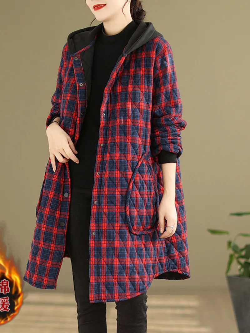 Women's Winter  Warm Loose Mid-length Hooded Coat