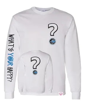 WYH? White Long-sleeve front/back/sleeve Printed Tee